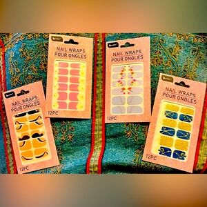 4 Sets of Trimmable to Customize Nail Decals, 4 Different Patterns